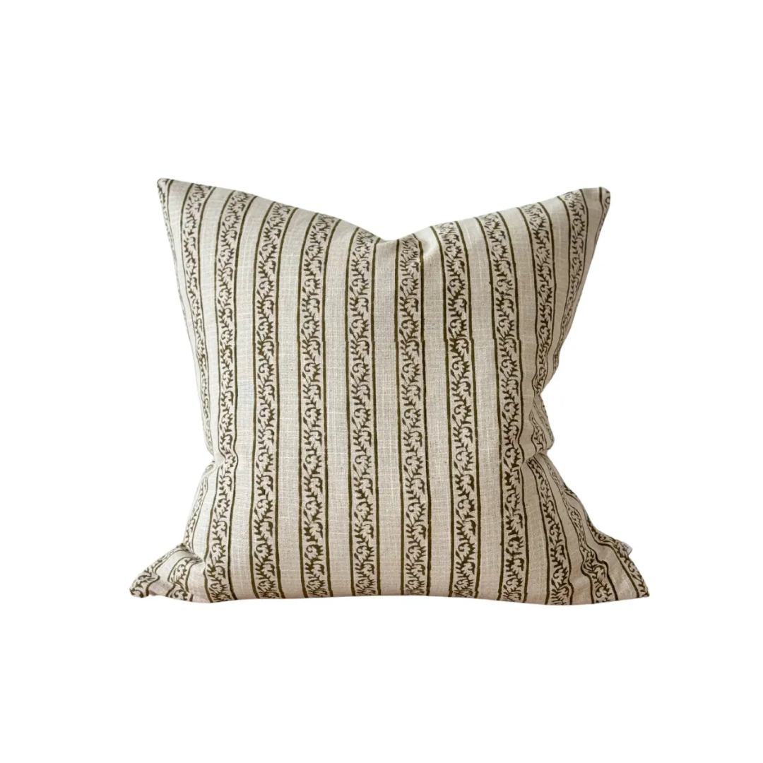 Ivy Olive striped Pillow