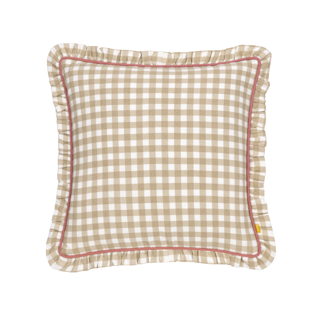 Maude Gingham Reversible Piped Cushion