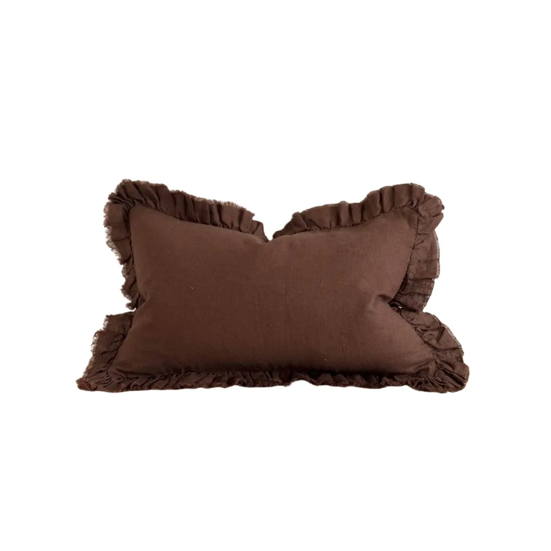 Hallie Brown Terracotta Ruffled Pillow