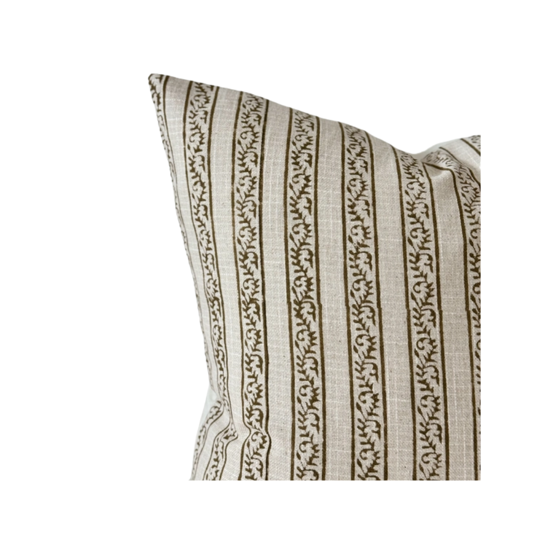 Ivy Olive striped Pillow
