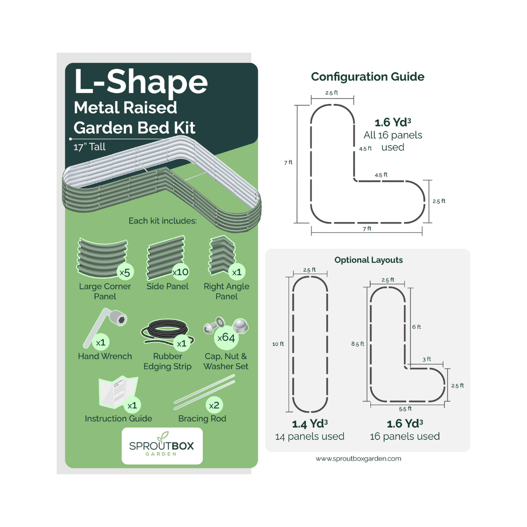 Sproutbox 17&quot; Tall L - shape Garden Box