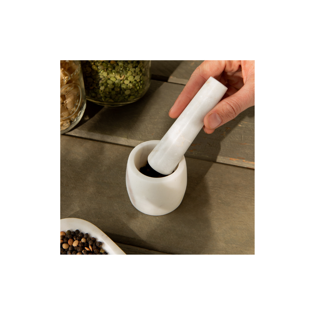 White Mini Marble Mortar & Pestle