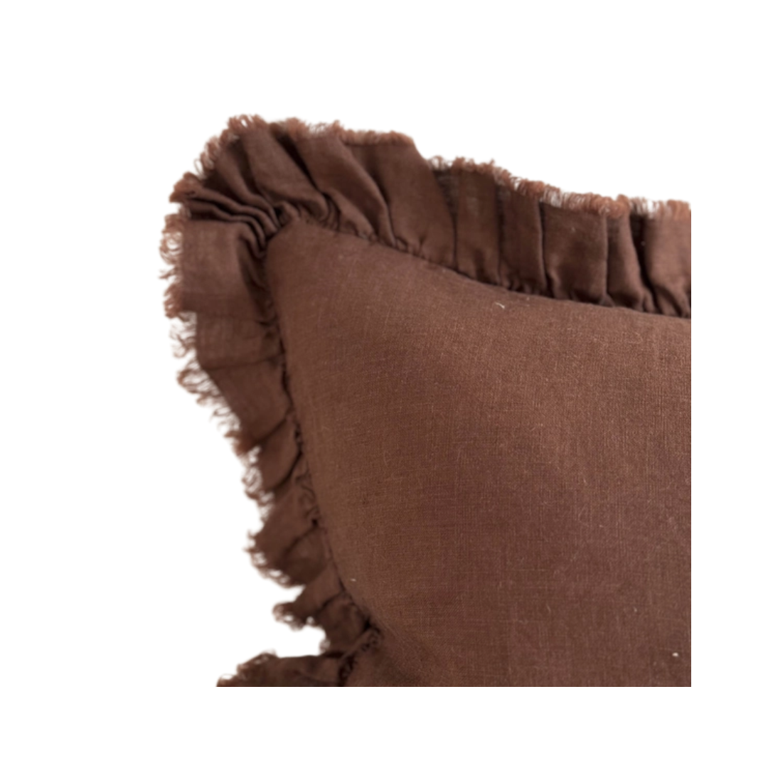 Hallie Brown Terracotta Ruffled Pillow