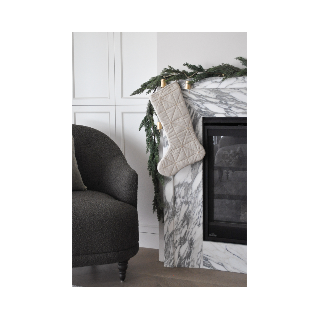 Quilted Stocking; Gold Thread