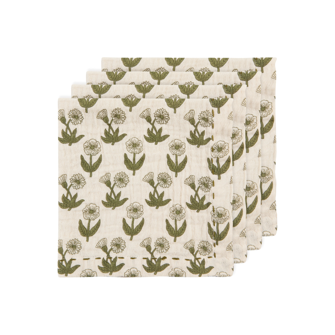 Bloom Block Print Double Weave Napkins Set of 4