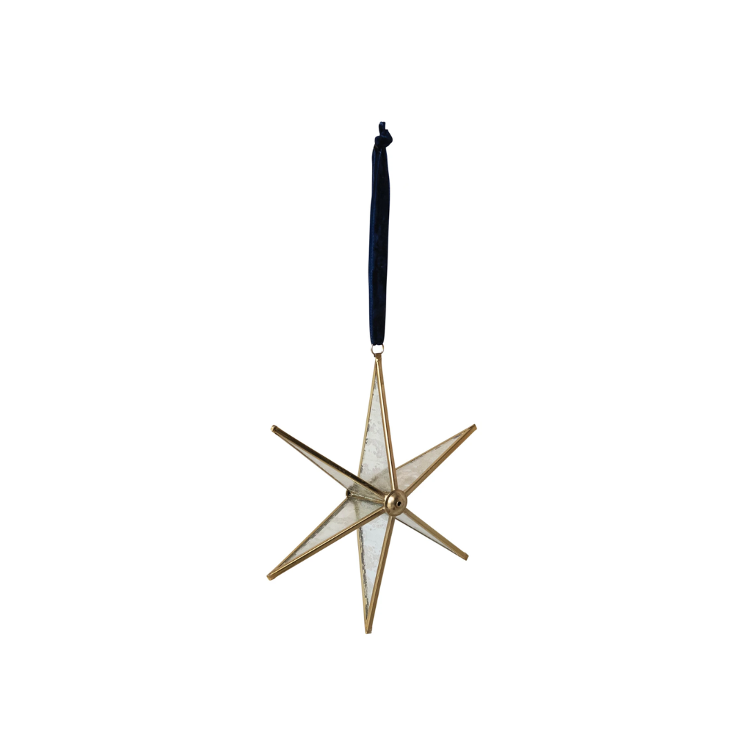Mirrored Glass & Brass Star Ornament