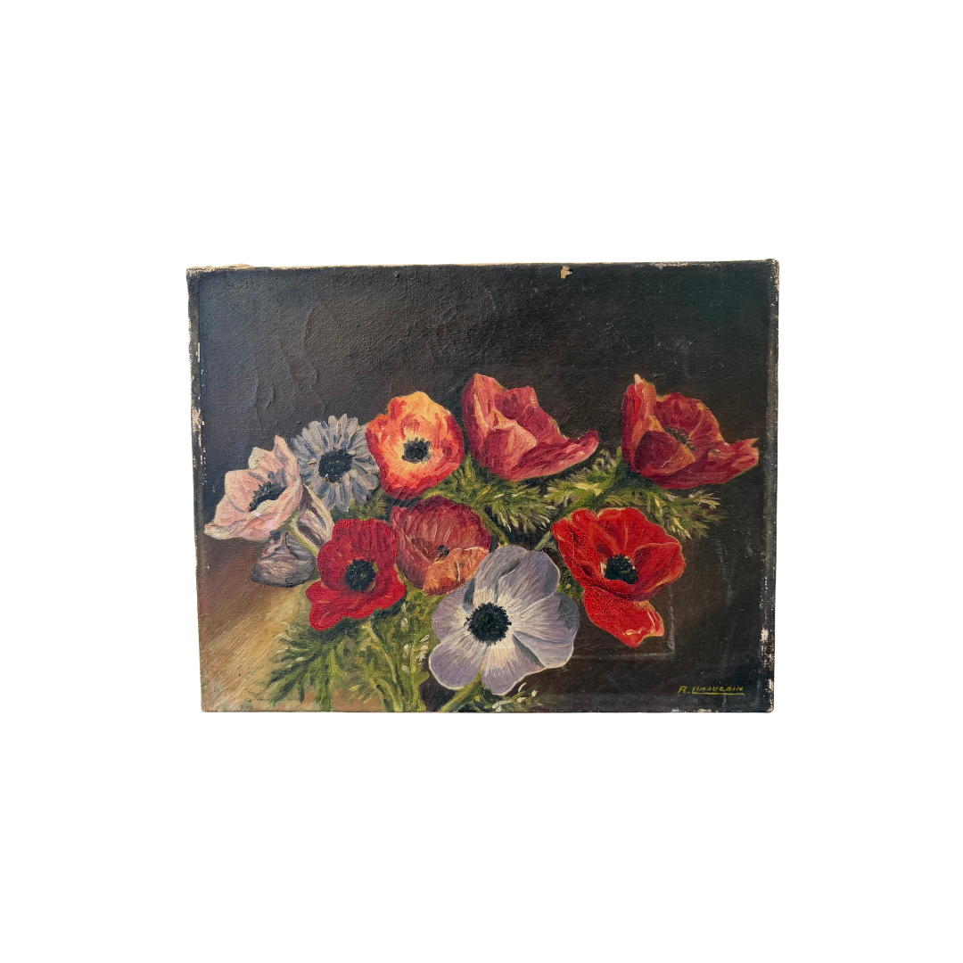 Found Multicoloured Poppy Floral Painting