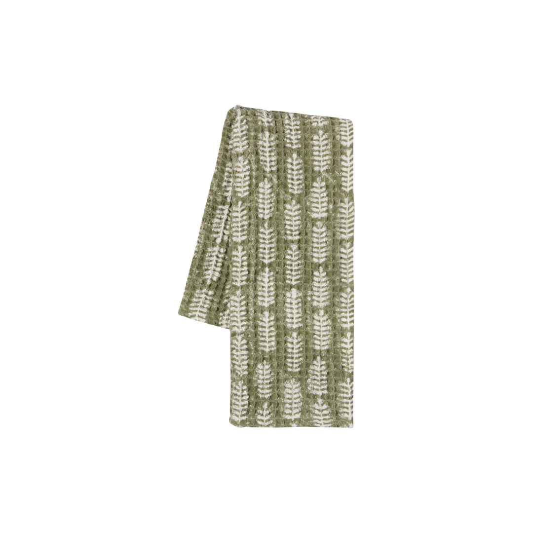 Fern Block Print Waffle Dishtowel