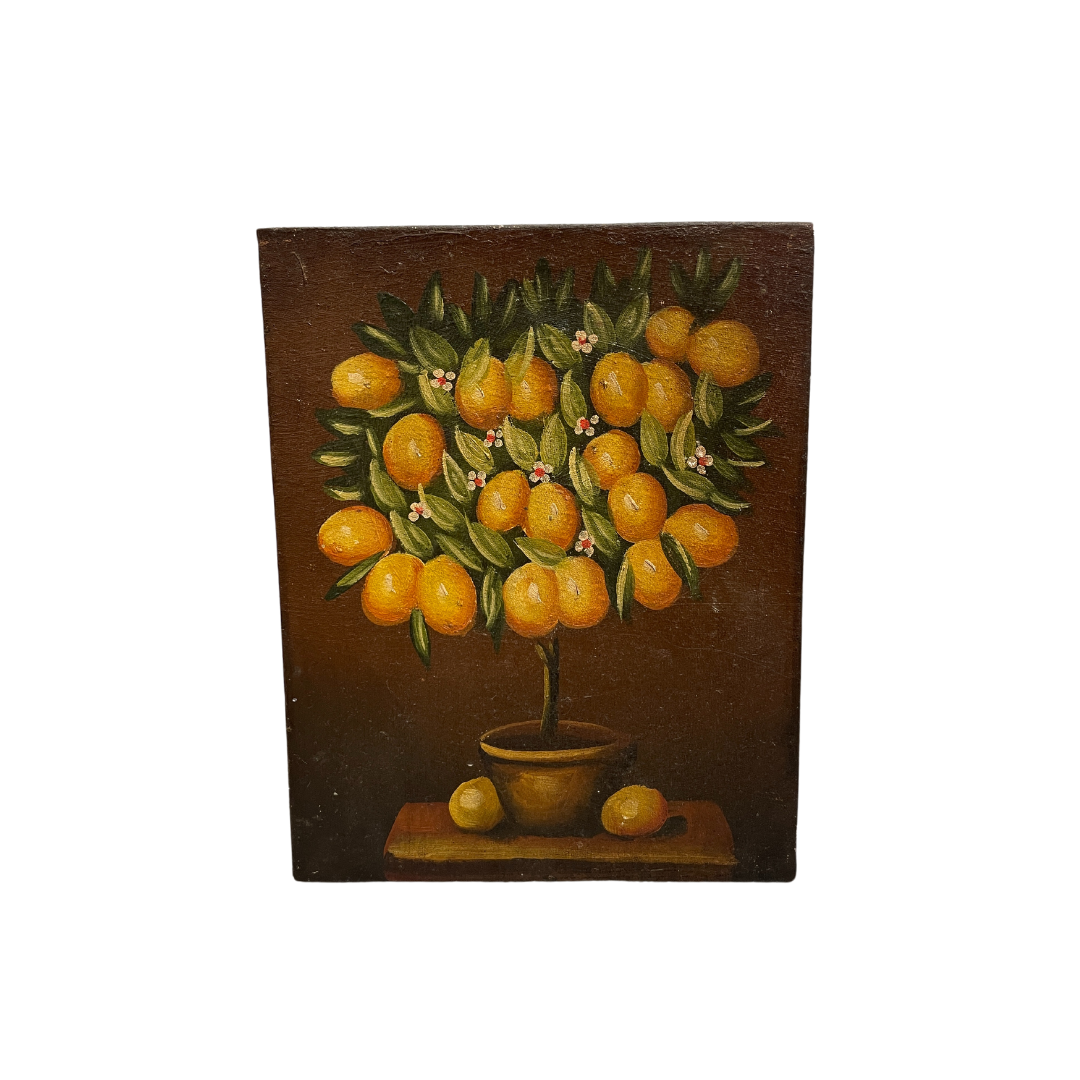 Found Orange Tree Painted Canvas