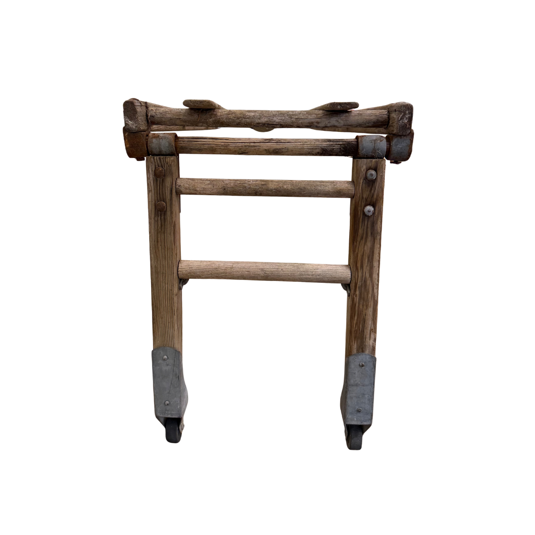 Found Wooden Rolling Luggage Rack
