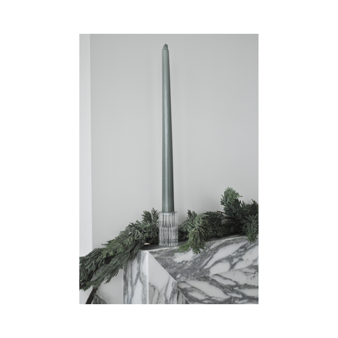 Ribbed Glass Taper Candle Holder