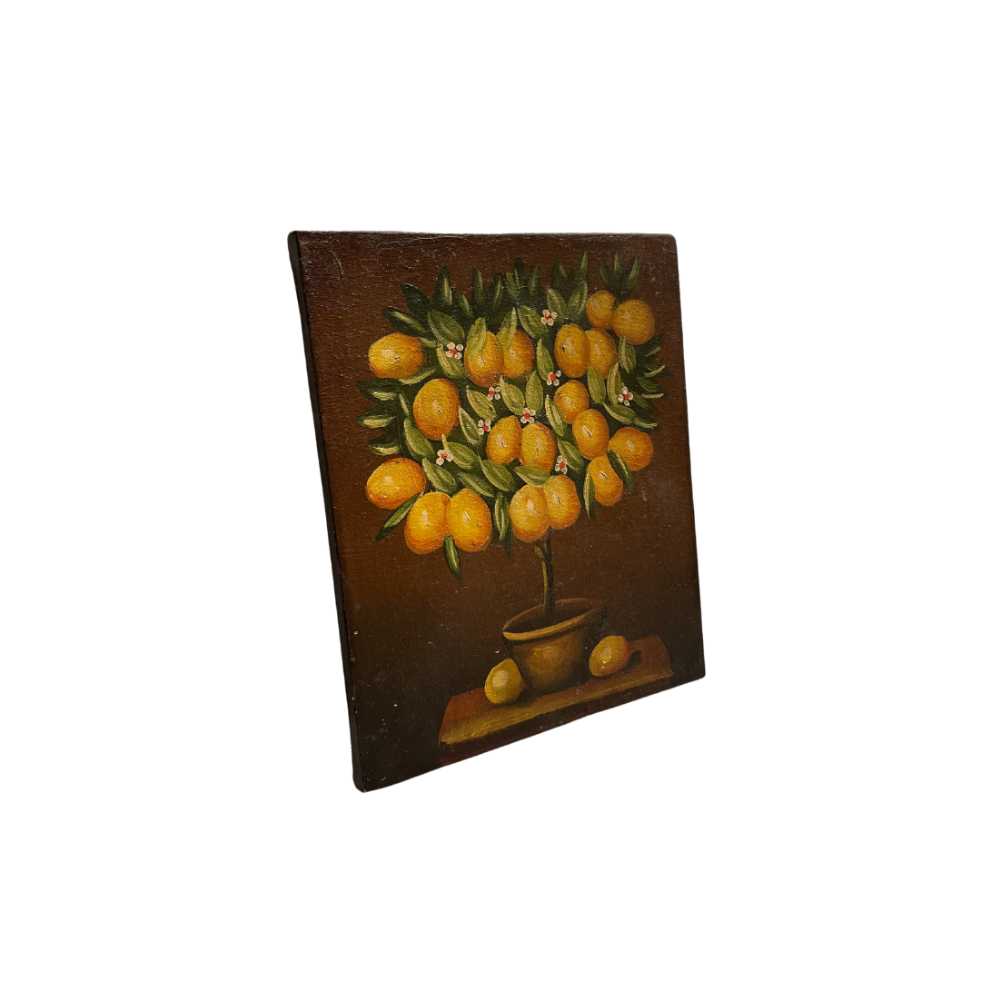 Found Orange Tree Painted Canvas