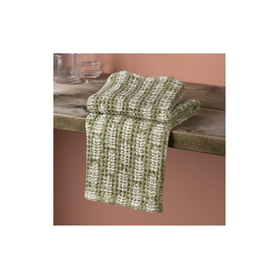 Fern Block Print Waffle Dishtowel