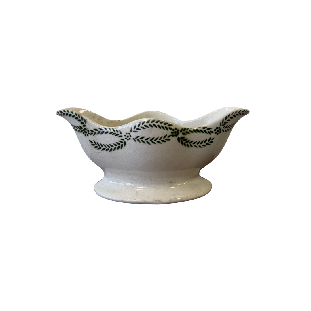 Found French Green Foliage Gravy Boat