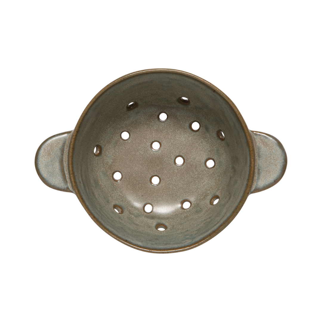 Green-Gray Stoneware Fruit Bowl