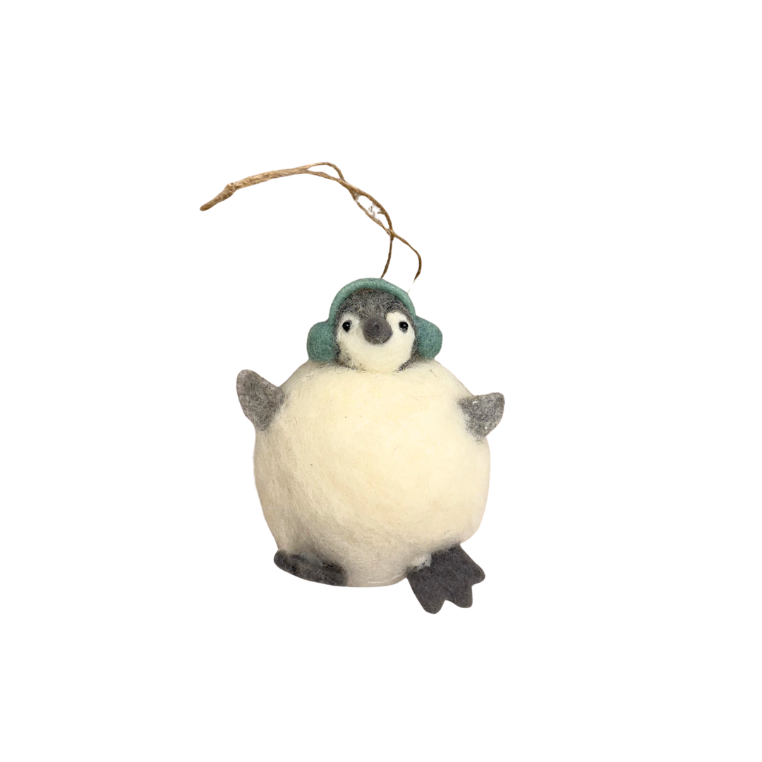 Felted Penguin Ornament