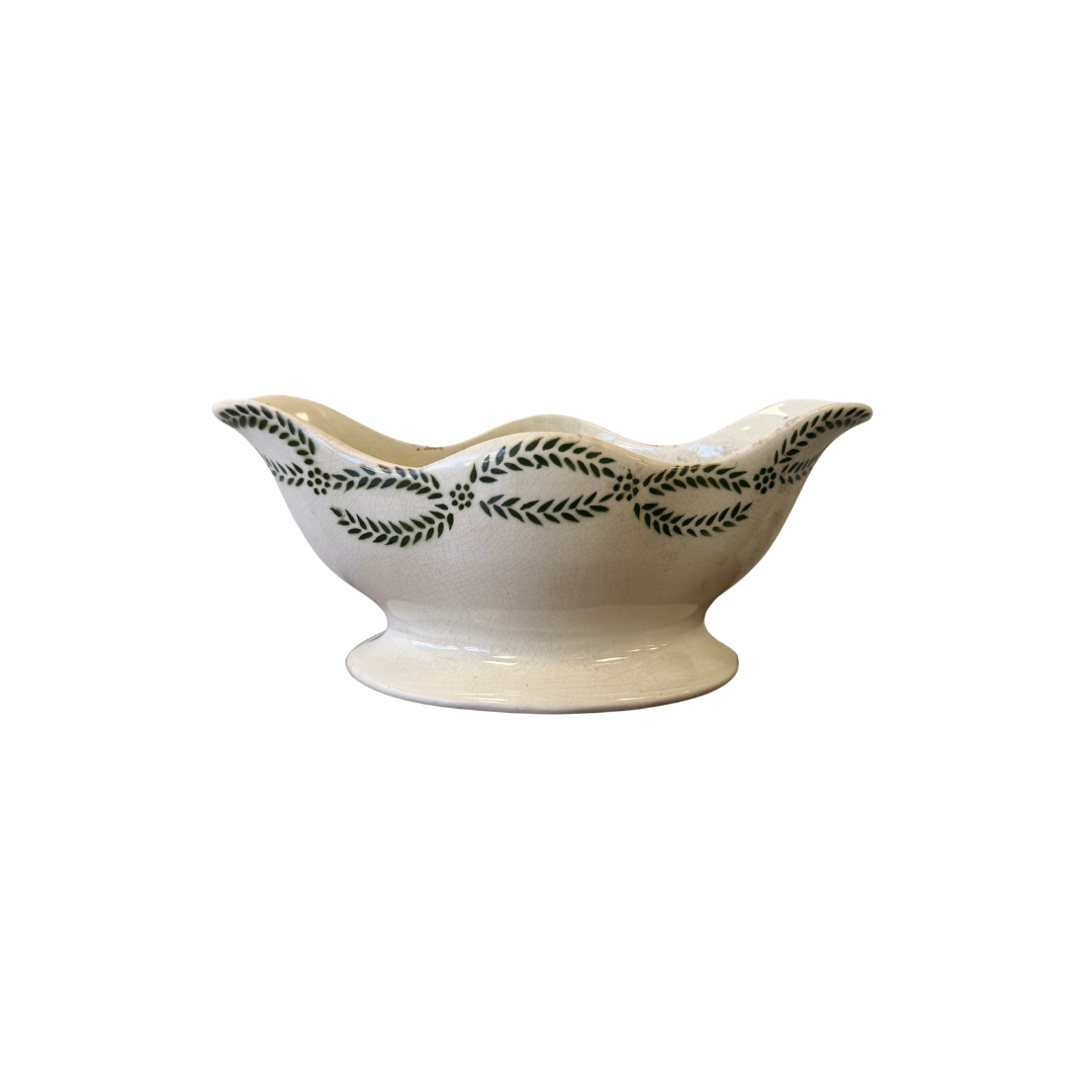 Found French Green Foliage Gravy Boat
