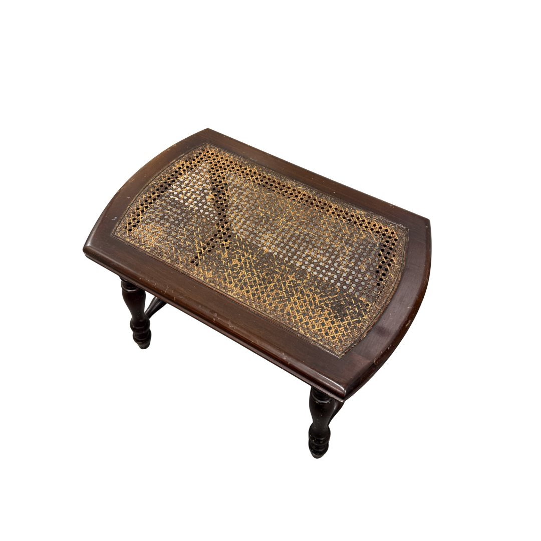 Found Cane Seat Vanity Stool