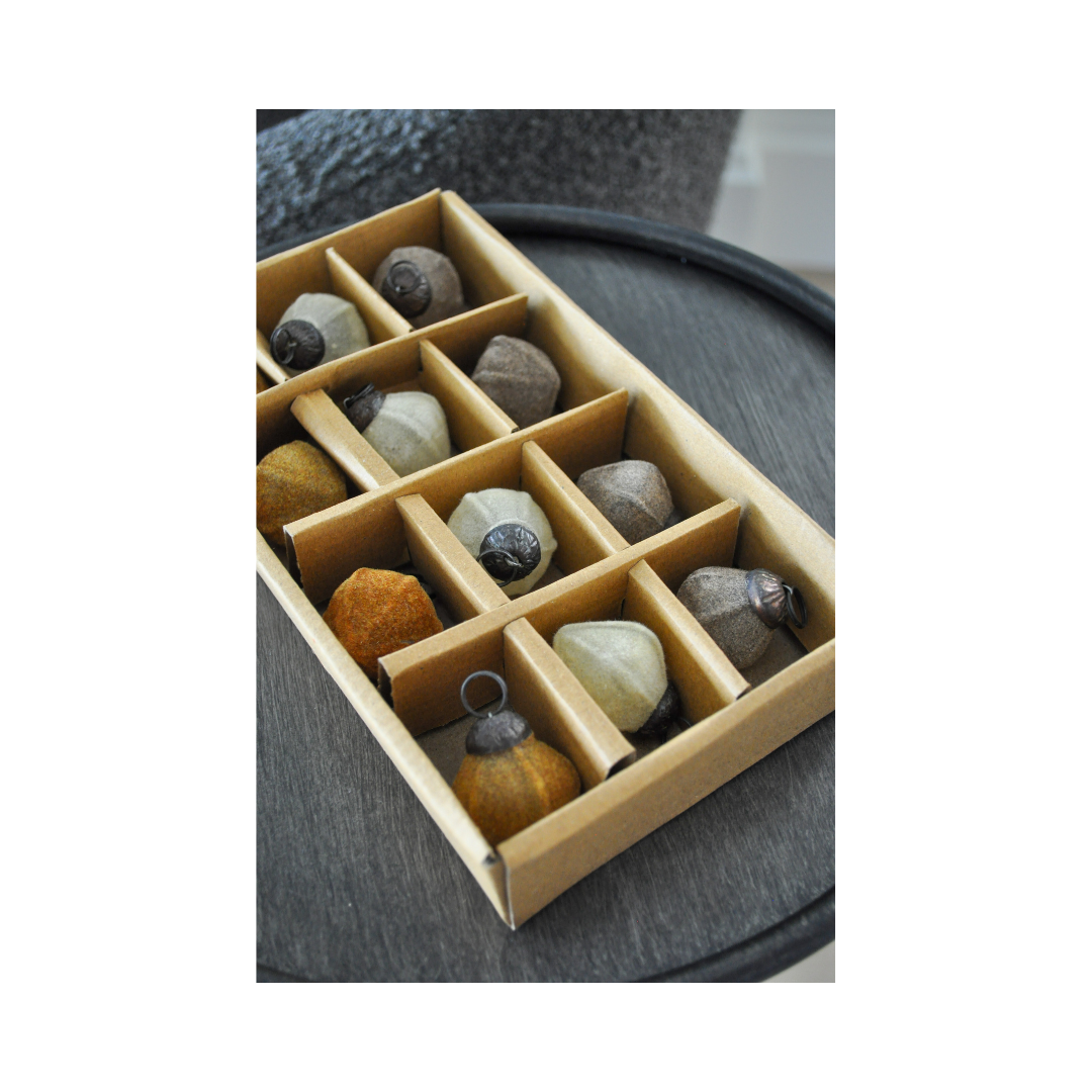 Flocked Glass Ornaments, Set of 12