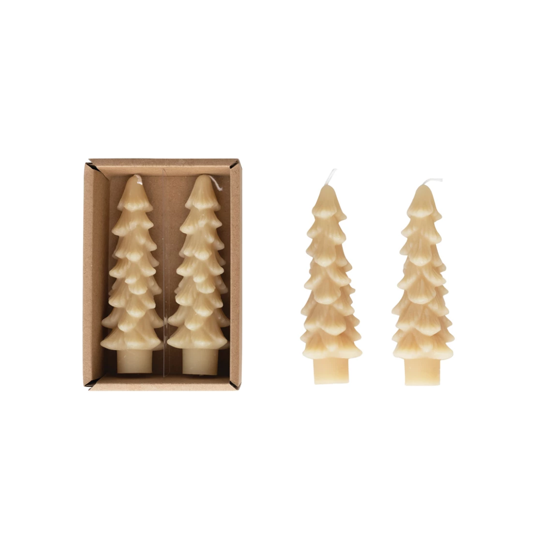5&quot; Eggnog Tree Taper Candle, Set of 2