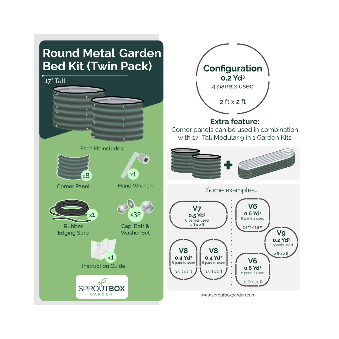 Sproutbox 17&quot; Tall 2 Pack Round Garden Box