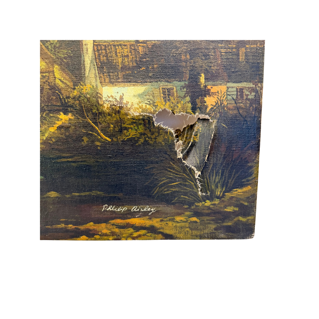 Found Signed Horsemen Landscape Oil Painting
