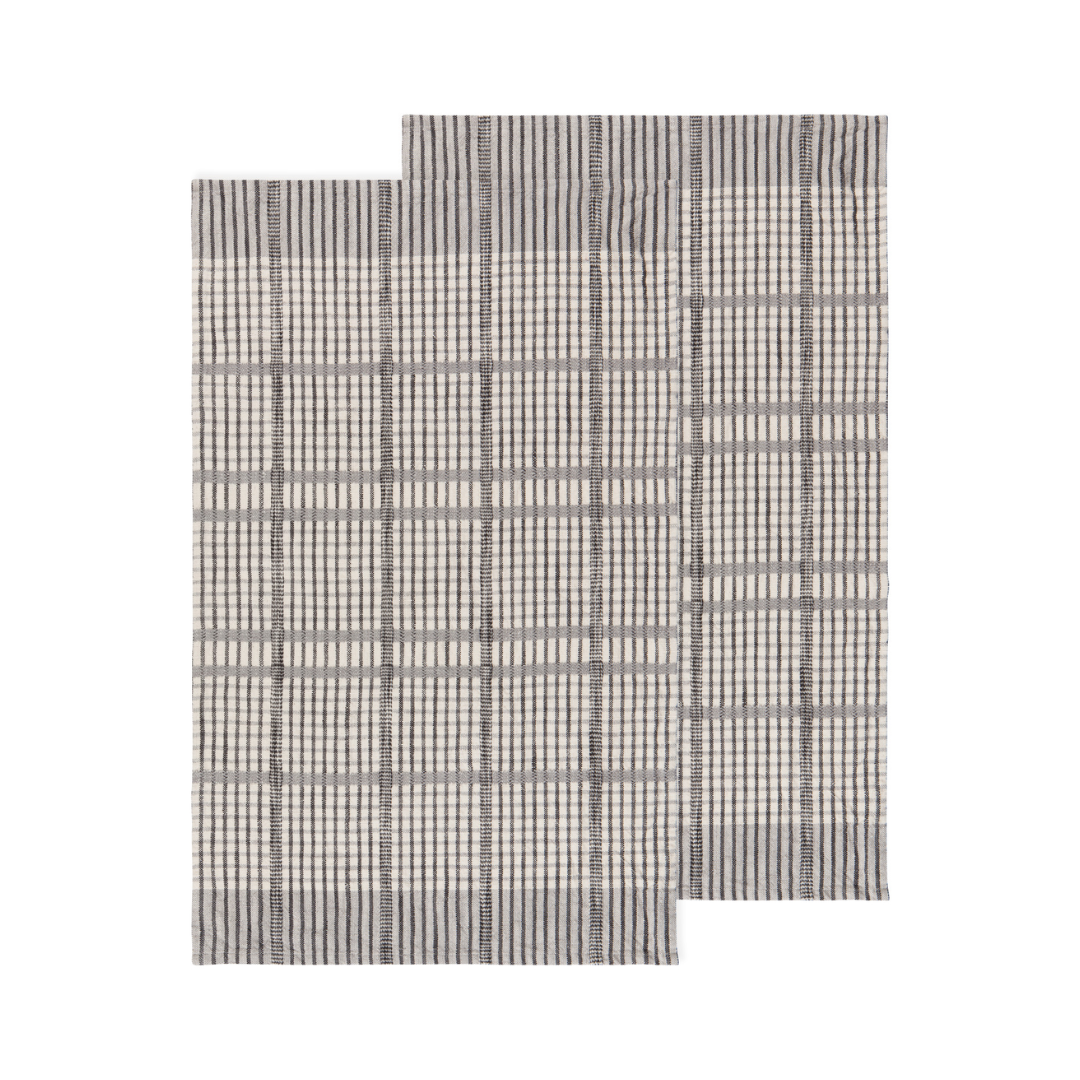 Pewter Finley Check Dishtowels Set of 2