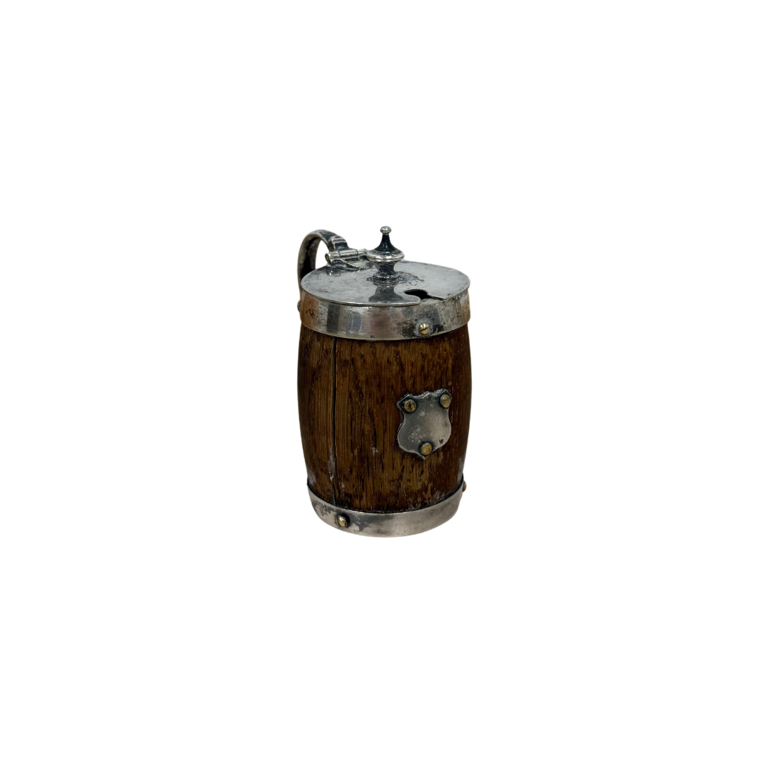 Found Oak & Silver-plated Mini Barrel