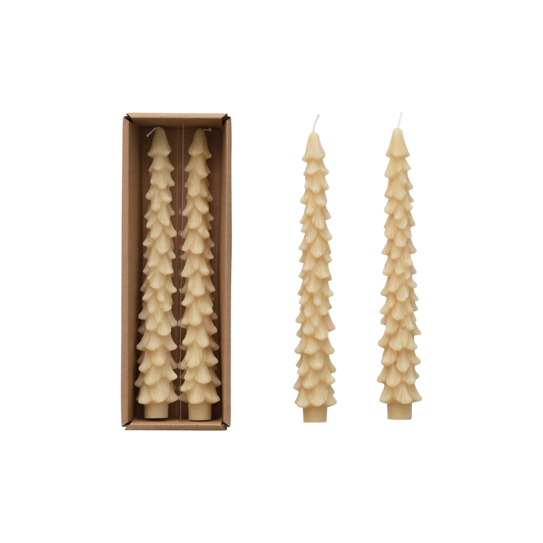 10" Eggnog Tree Taper Candle, Set of 2