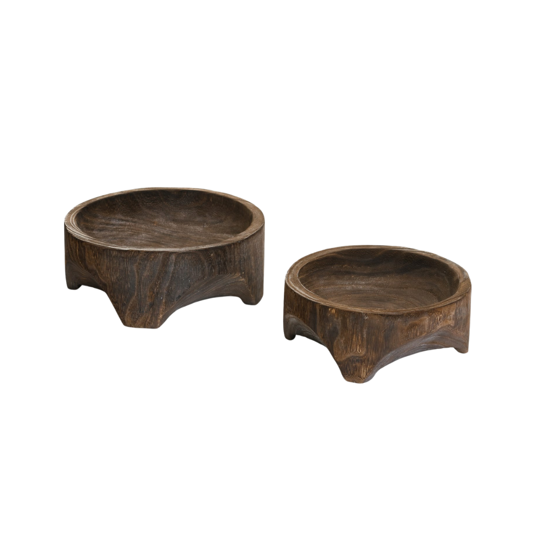 Wood Burned Four Leg Bowl