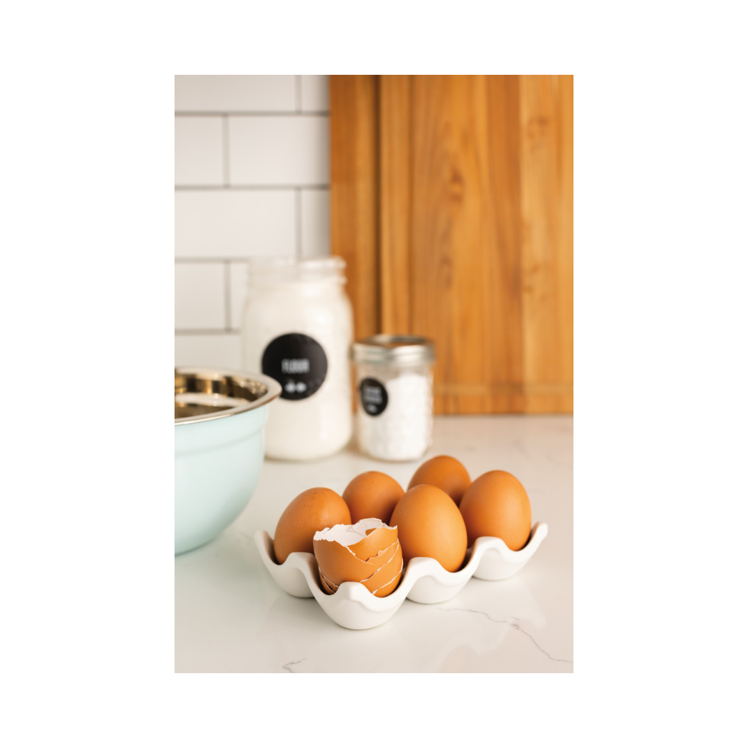 Matte White Ceramic Egg Crate