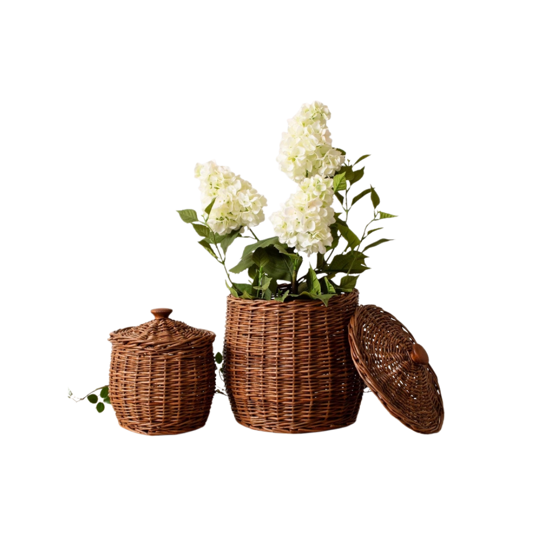 Wicker Storage Baskets with Lids