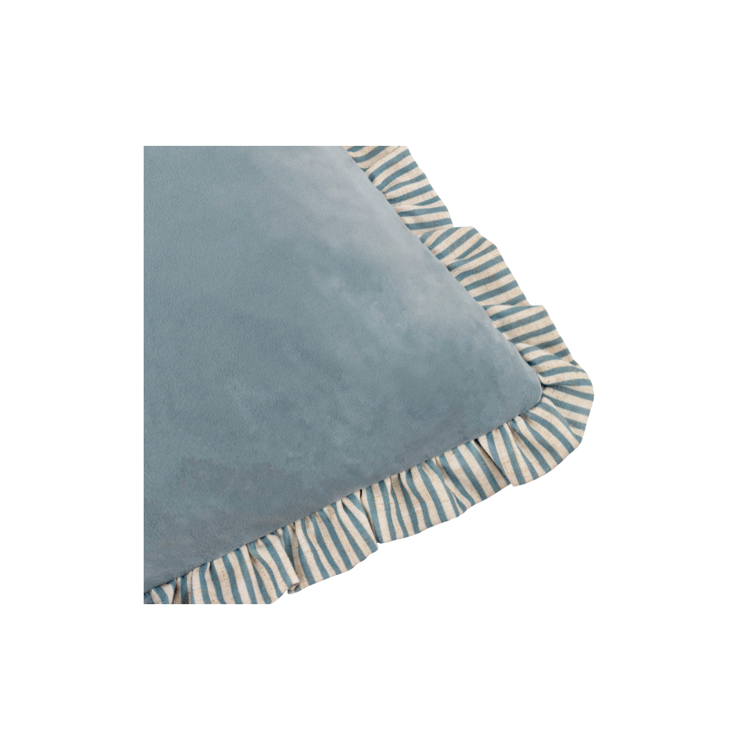 Solene Blue Ruffle Matte Velvet Pillow
