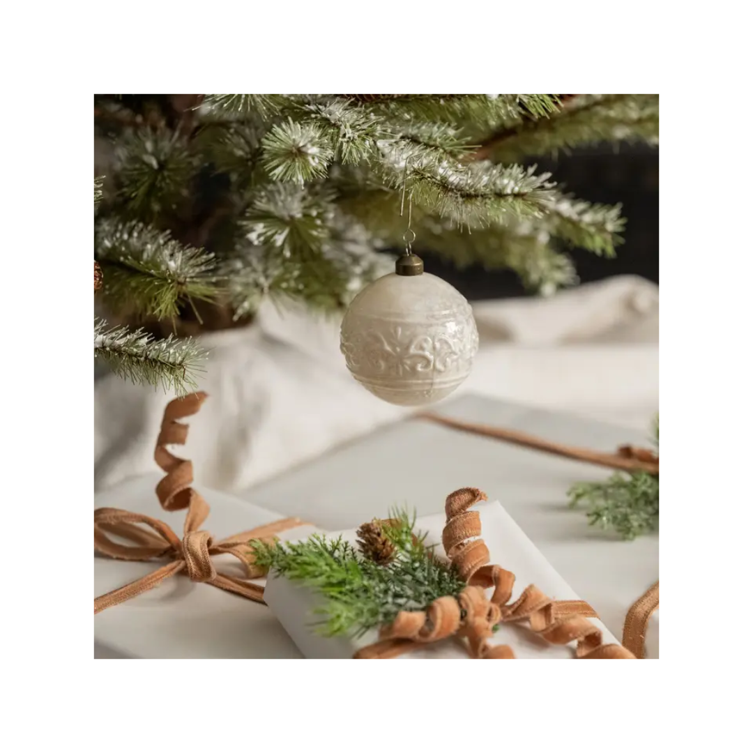 Sculpted White Ornament
