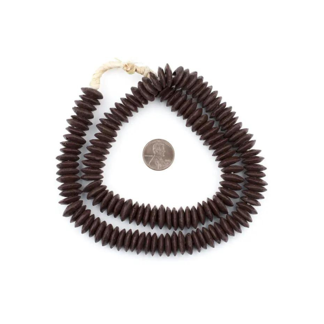 Brown Ashanti Glass Saucer Beads