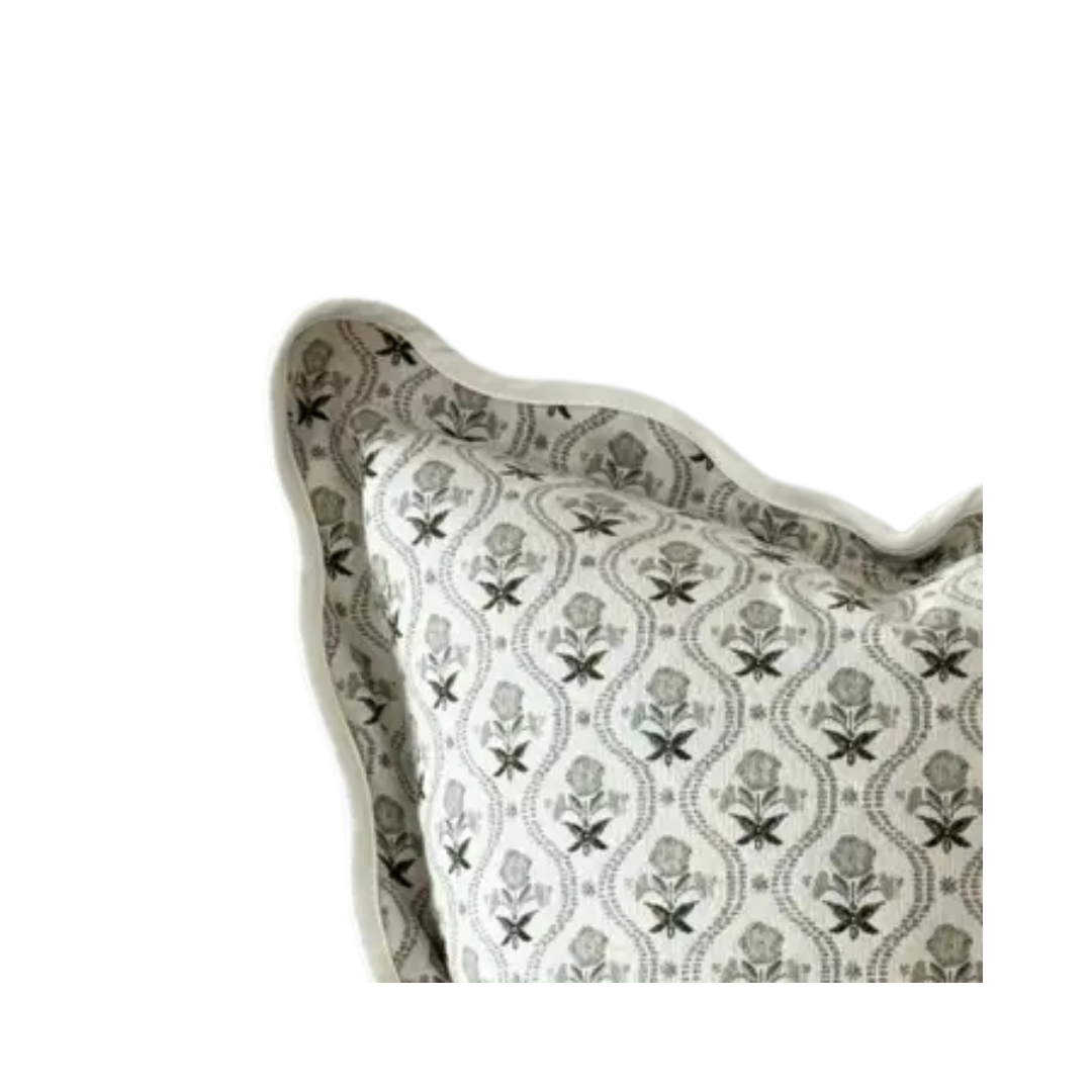 Sage Printed Scalloped Edge Pillow