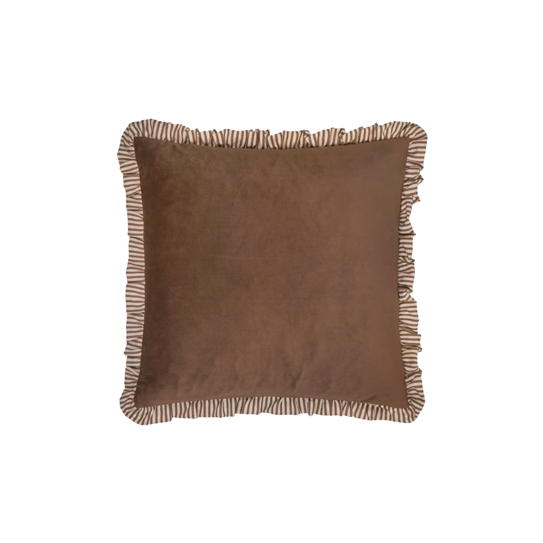 Solene Truffle Ruffle Matte Velvet Pillow
