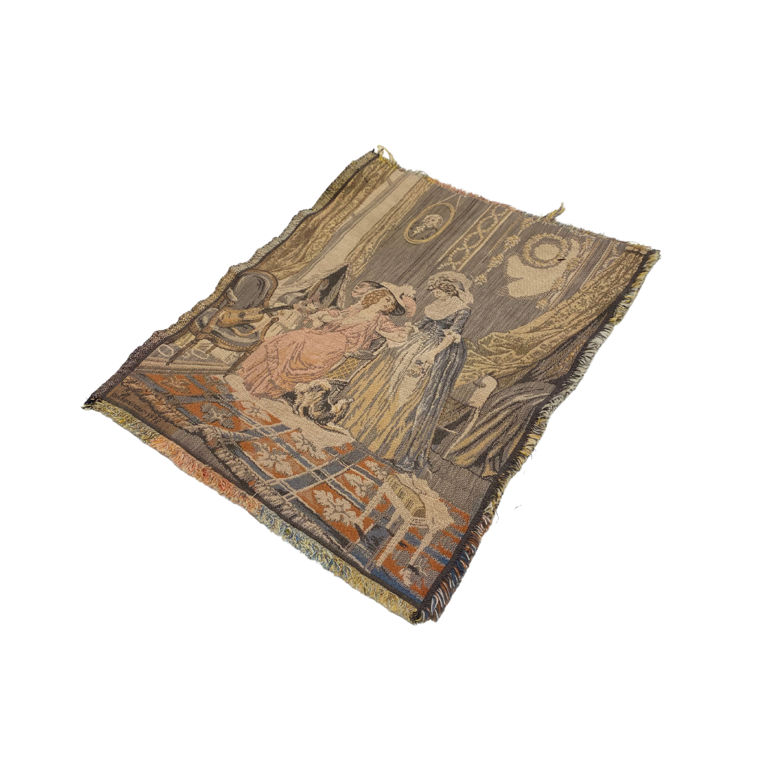Found Antique &quot;The Music Room&quot; Woven Tapestry 1778