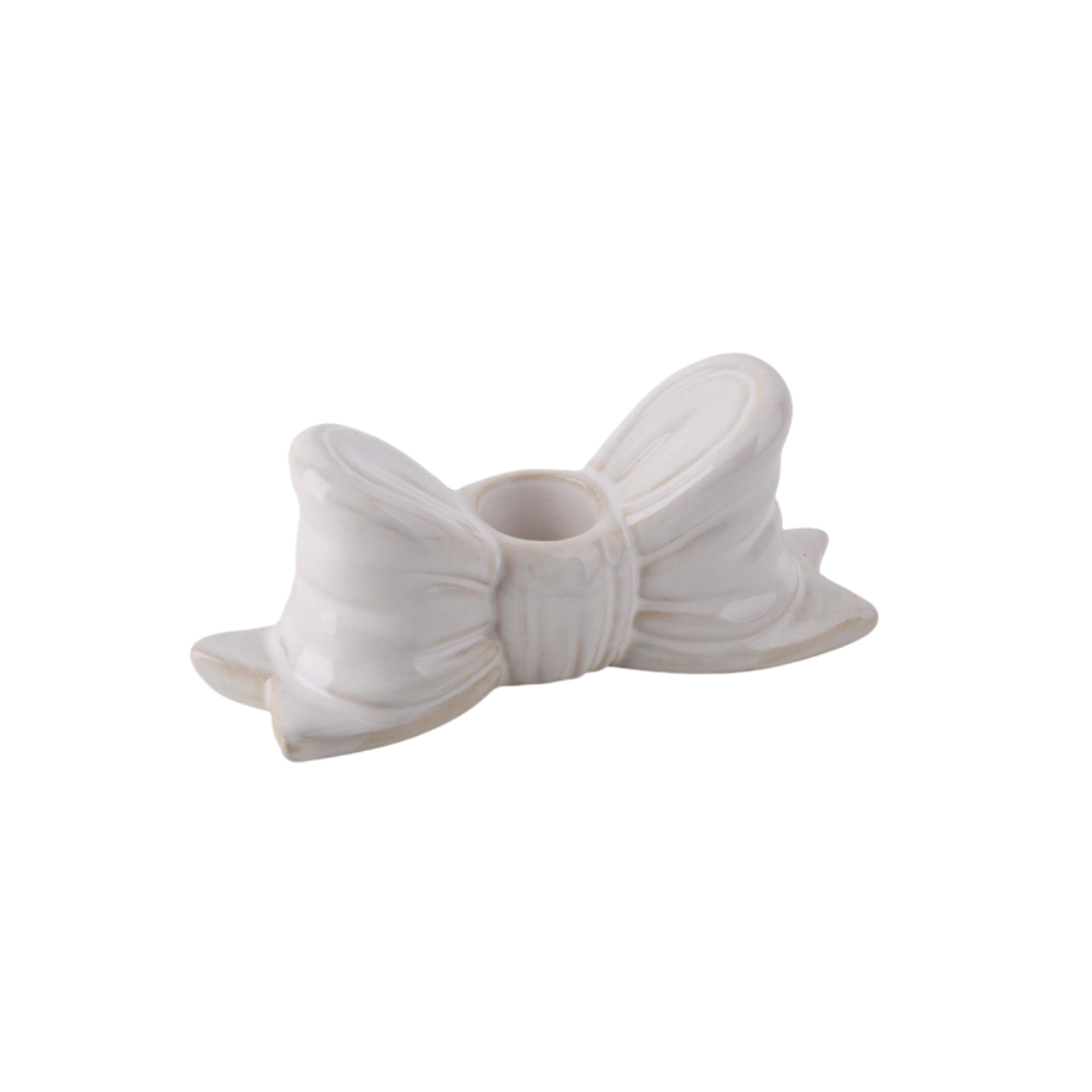 Creamy Bow Taper Holder