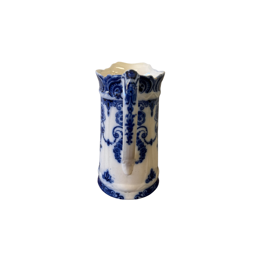 Found English Blue Floral Scrollwork Pitcher