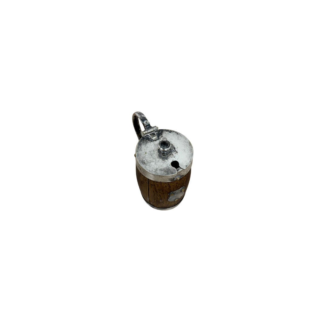 Found Oak & Silver-plated Mini Barrel