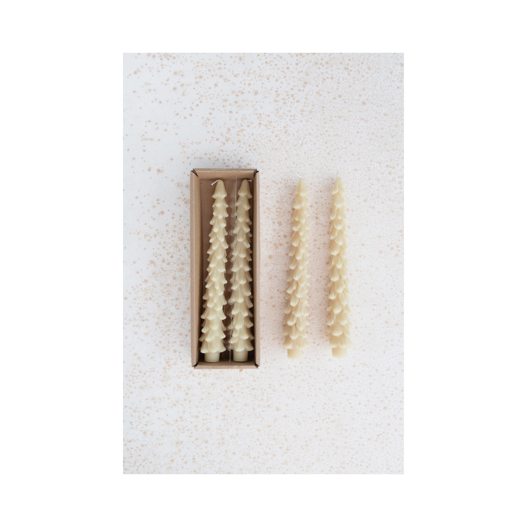 10&quot; Eggnog Tree Taper Candle, Set of 2