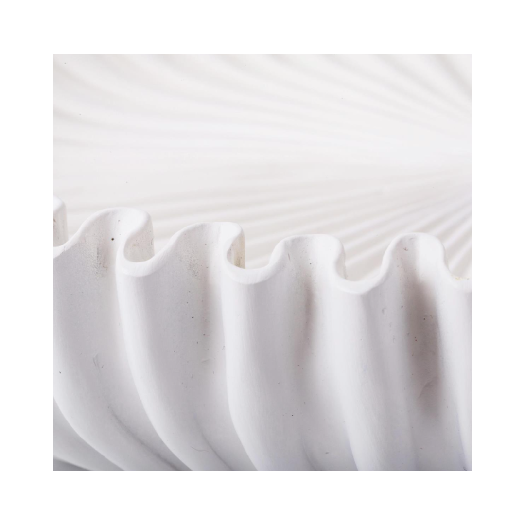 Scalloped White Wooden Bowl