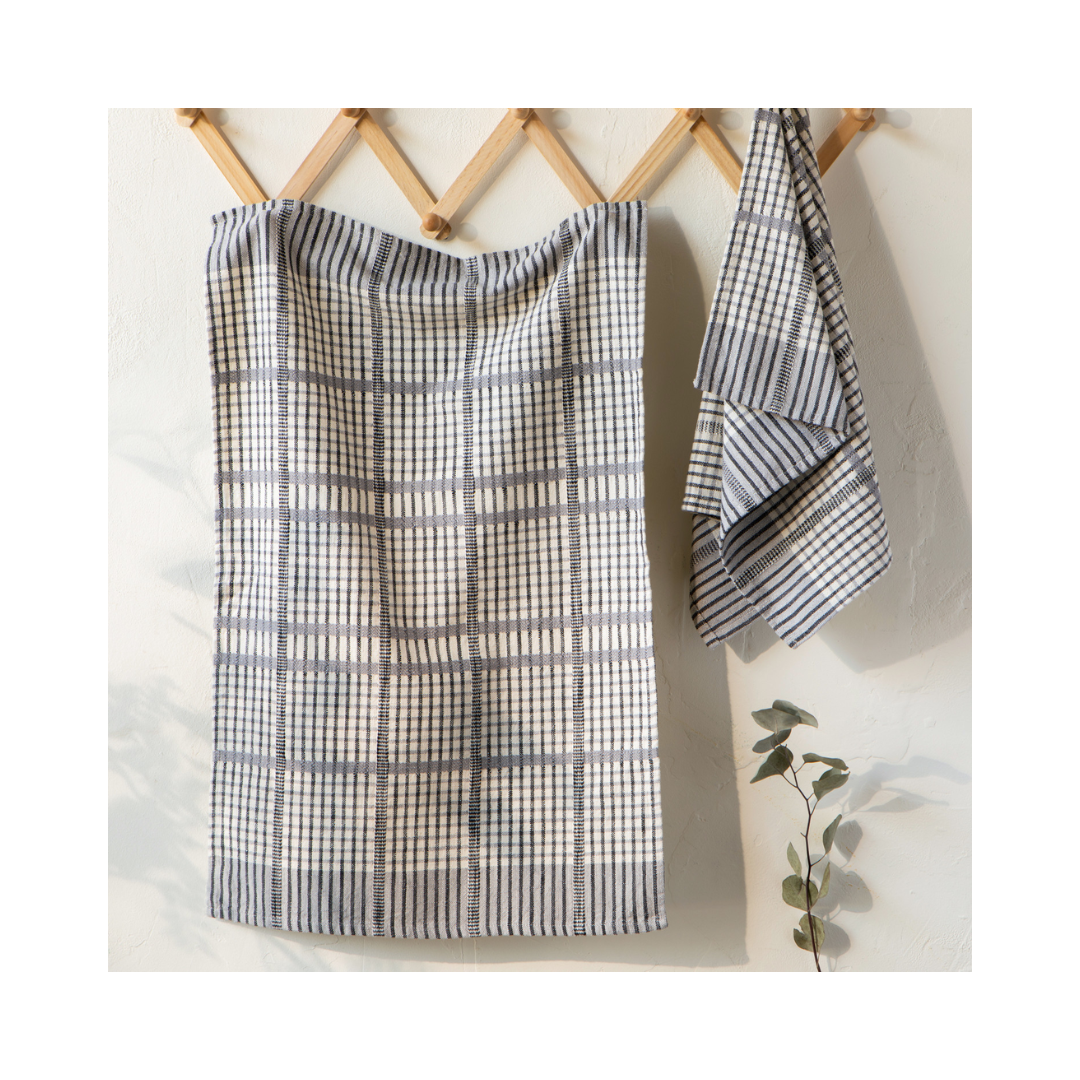 Pewter Finley Check Dishtowels Set of 2