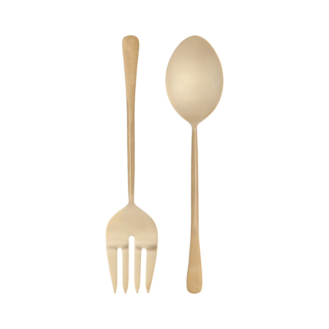 Stainless Steel Salad Server Set - Gold