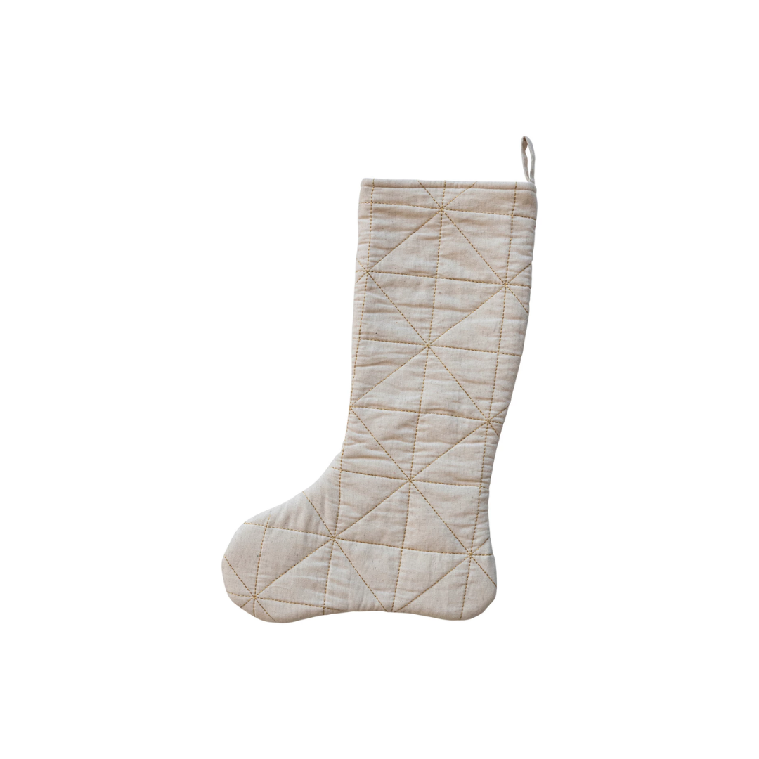 Quilted Stocking; Gold Thread