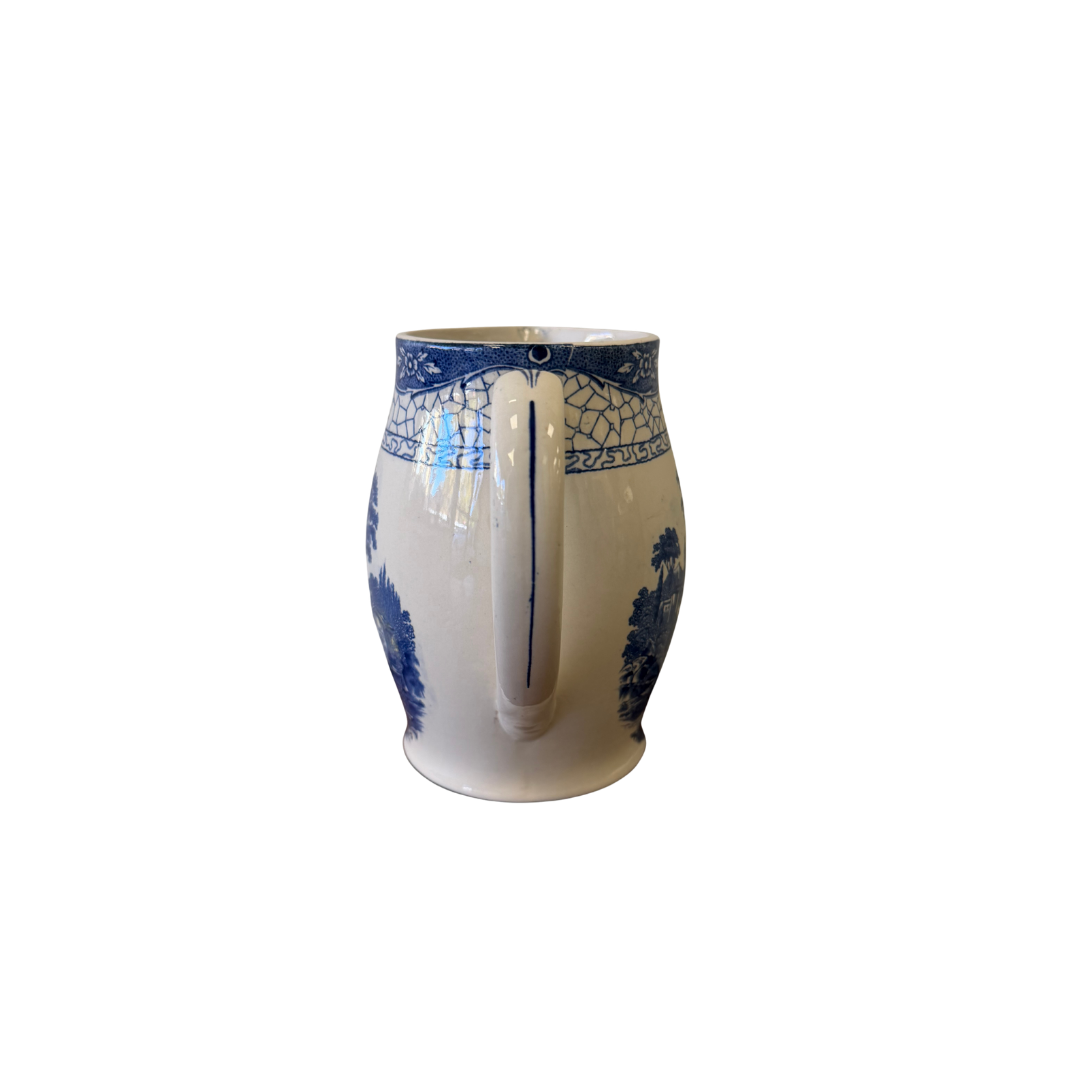 Found English Blue Scenic Pitcher