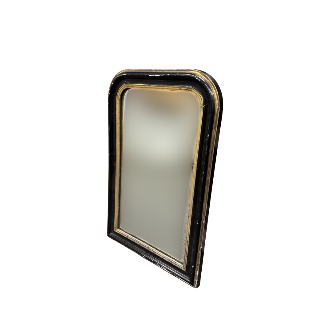 Found Black &amp; Gold Rounded Frame Mirror