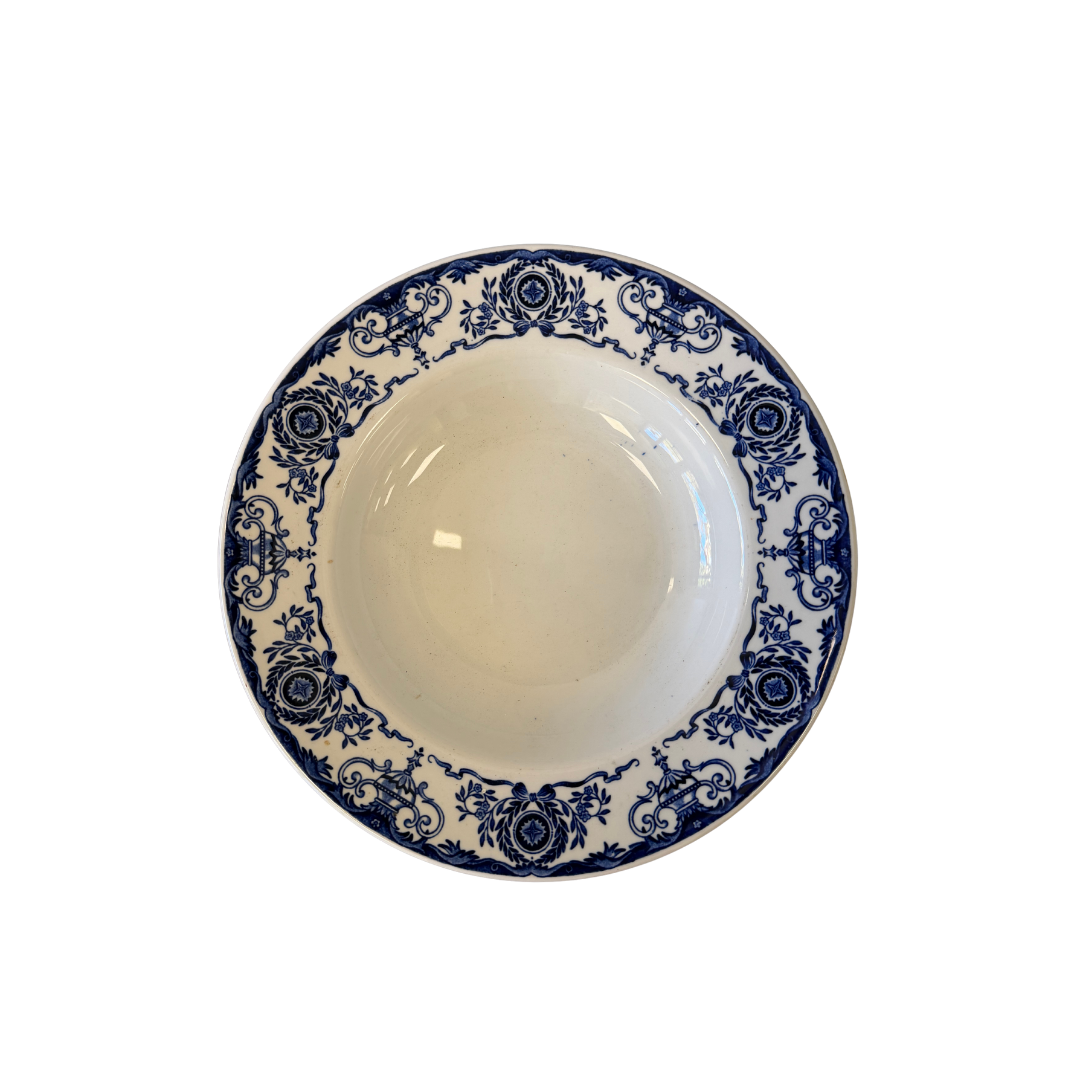 Found English Blue Floral Border Serving Bowl