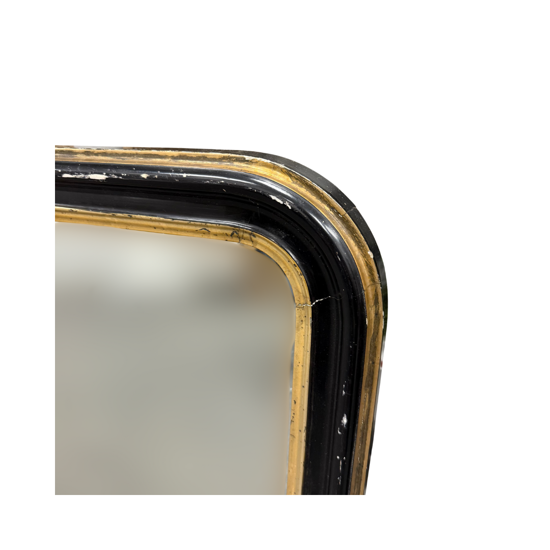 Found Black &amp; Gold Rounded Frame Mirror
